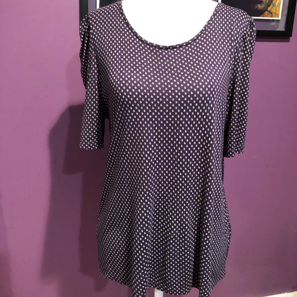 H&M draped sleeve top medium leaf print EUC